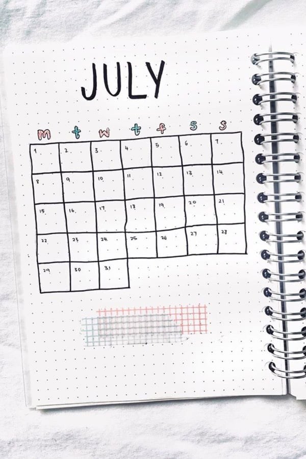 Hand Written July Monthly