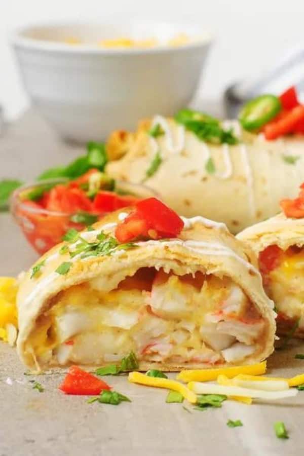 BAKED IMITATION CRAB CHIMICHANGAS