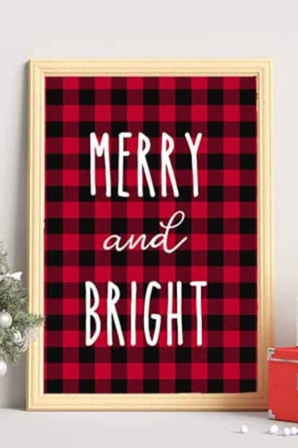 “MERRY & BRIGHT” BUFFALO PLAID PRINTABLE