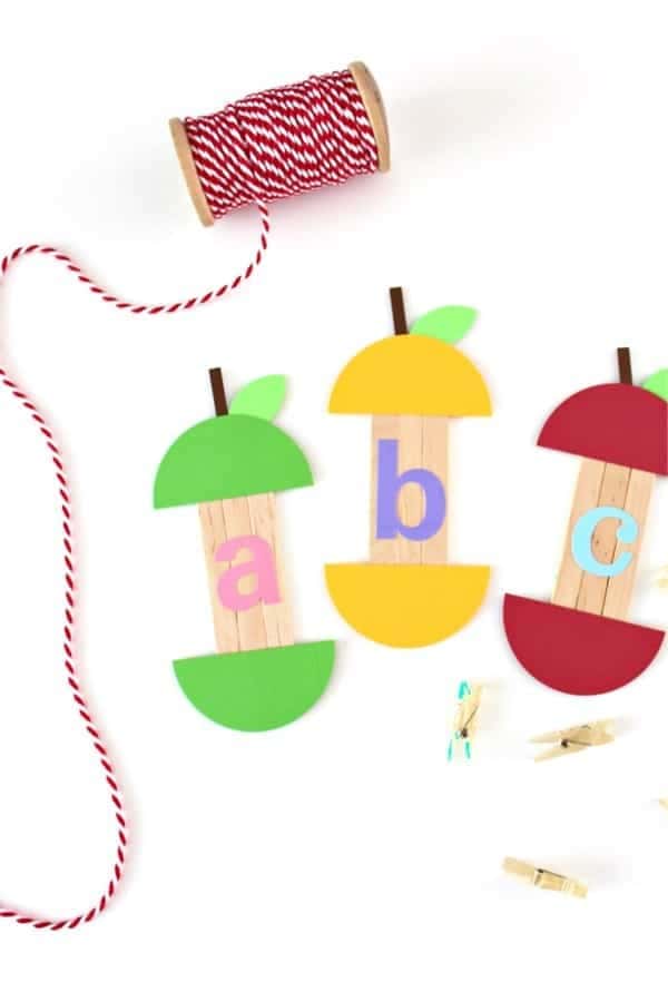 Popsicle Stick Apple Craft For Kids