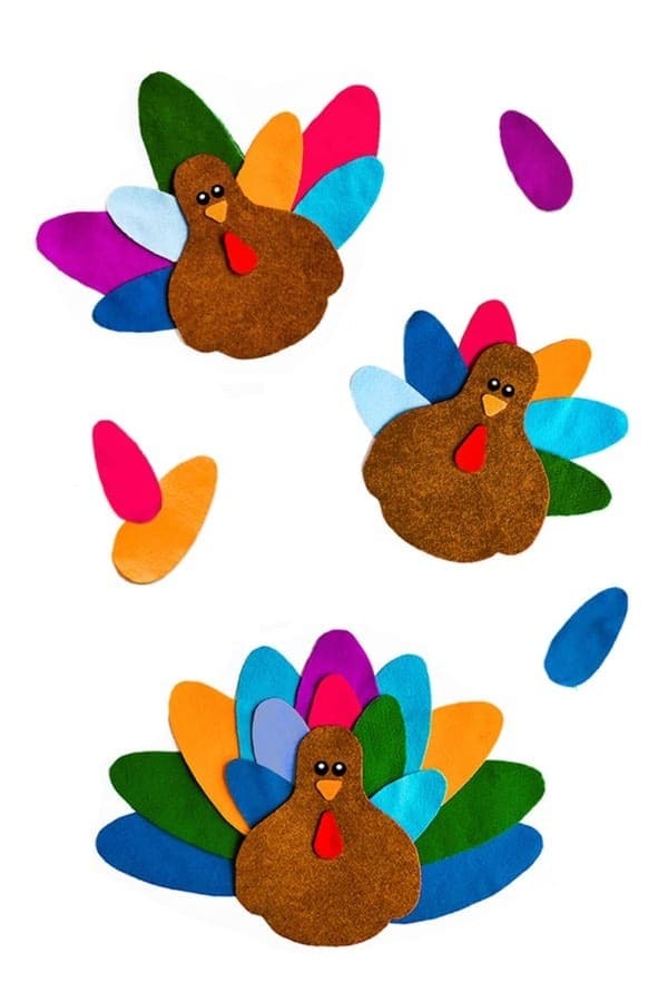 Colorful DIY Felt Turkeys