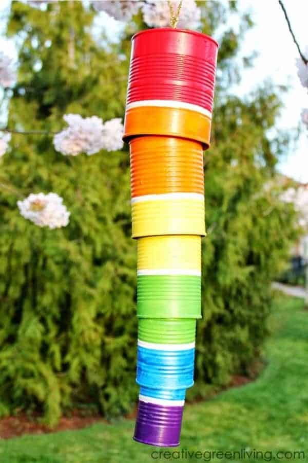 Rainbow Tin Can Wind Chime