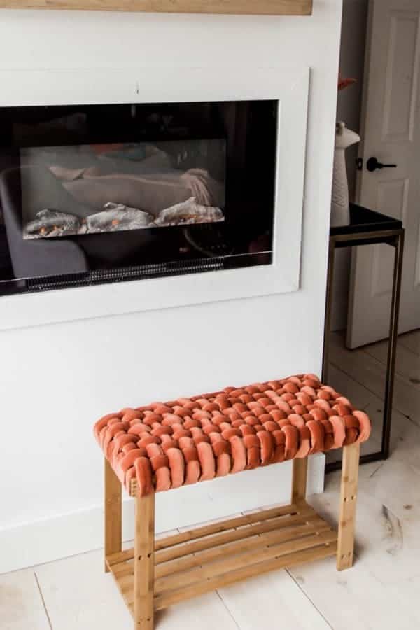 DIY Bench With Piled Velvet & Wood