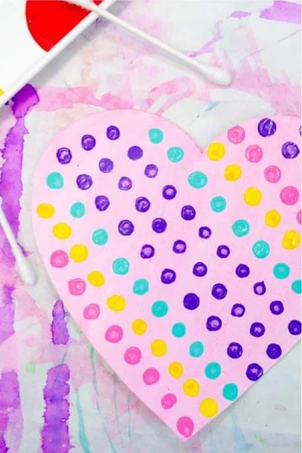 Easy Q-Tip Painted Heart Art for Kids to Make