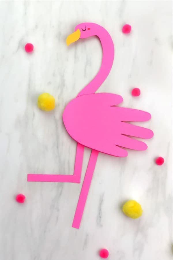 Handprint Flamingo Card Craft For Kids