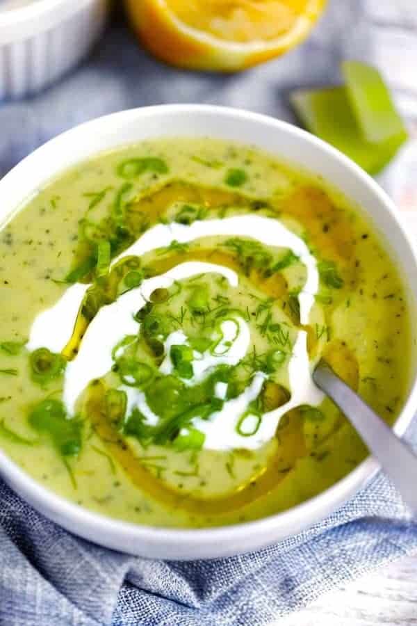 ZUCCHINI SOUP WITH YOGURT, LEMON & DILL