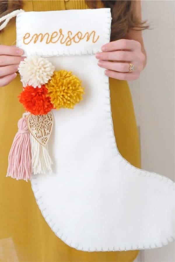 Felt Stocking With Pom Poms