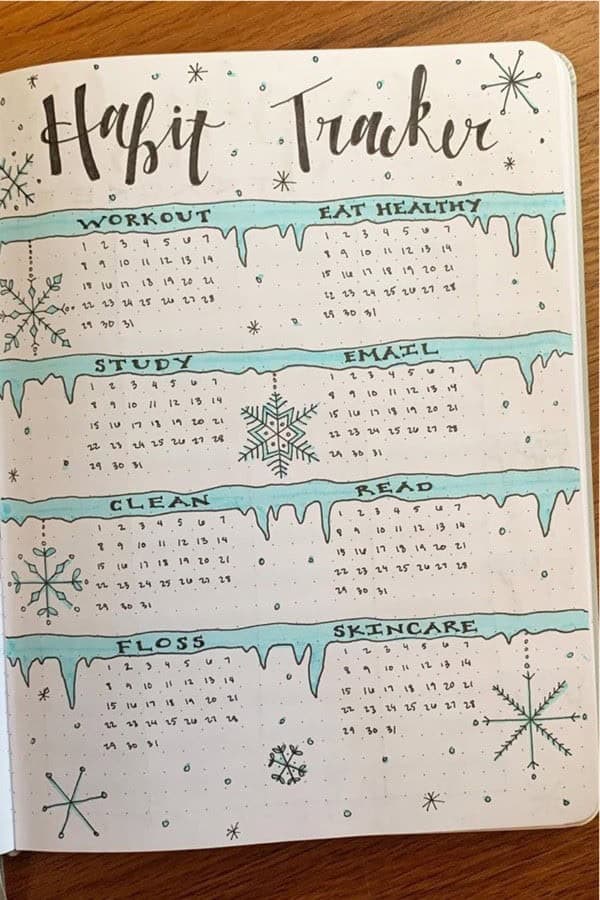 Snowflake Habit Tracking Page