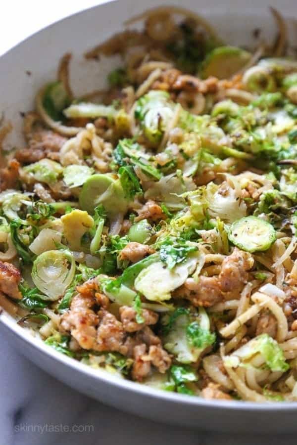 BRUSSELS SPROUTS AND SAUSAGE PARSNIP PASTA