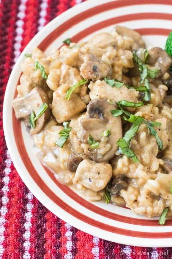 SAVORY PORK AND MUSHROOM RISOTTO