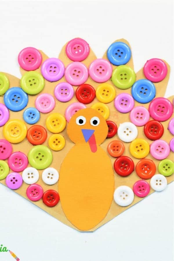 Thanksgiving Turkey Craft With Buttons