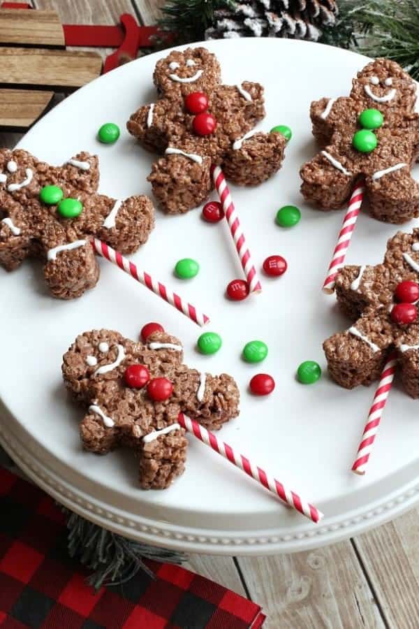 CHOCOLATE RICE KRISPIE GINGERBREAD MEN POPS