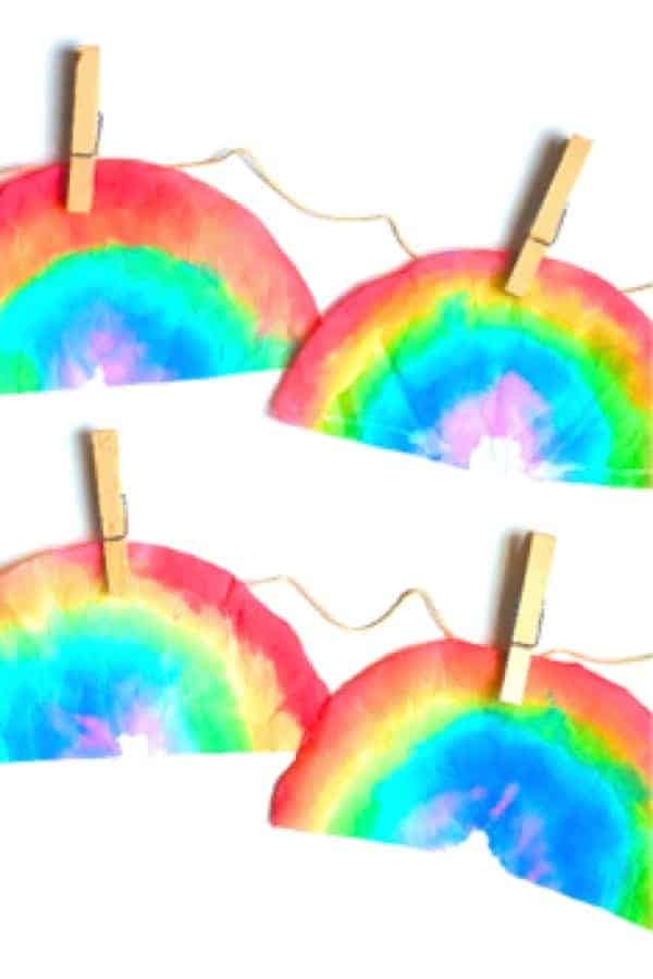 Coffee Filter Watercolor Rainbows