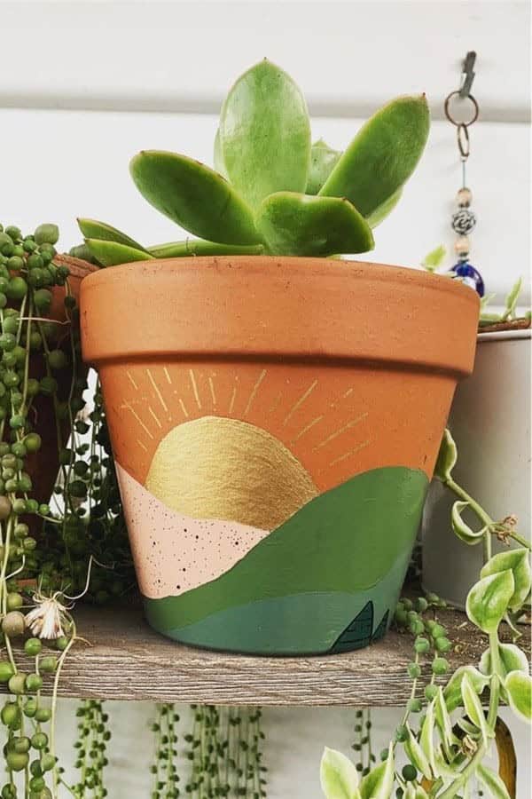 Gold Sunrise Succulent Pot