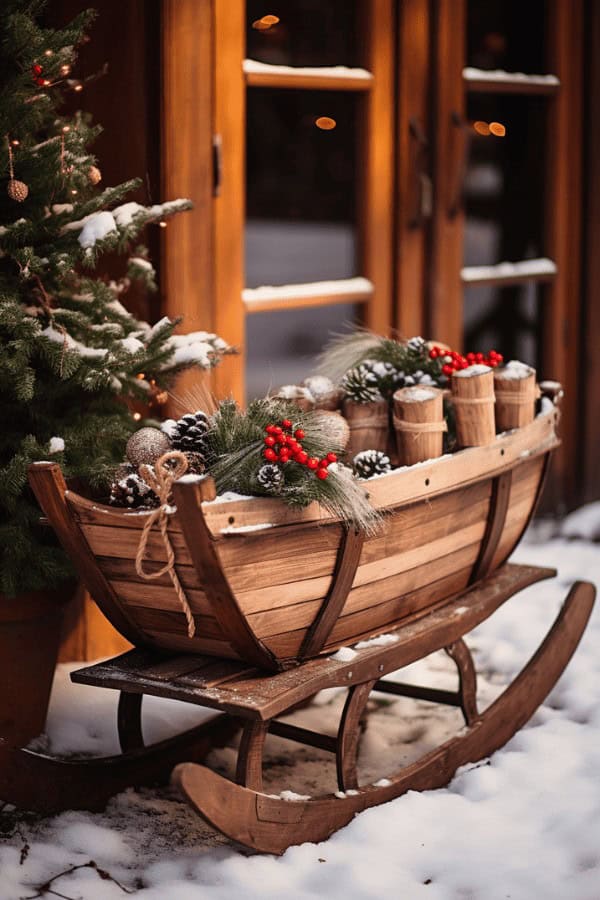 Homemade Wooden Sled Decor