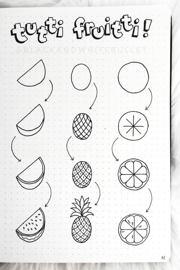 Black & White Fruit Doodle