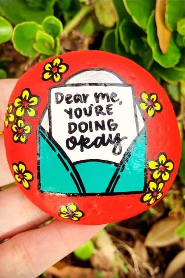 Flower Painted Rock With Quote