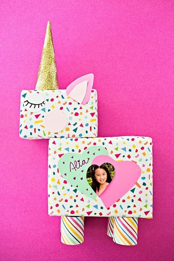 Unicorn Valentines Day Card Box