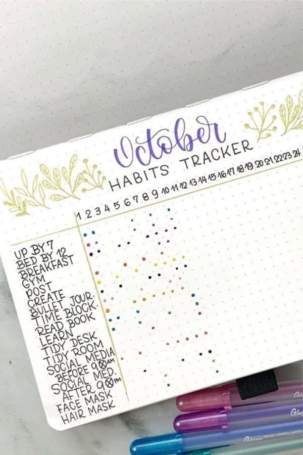 Horizontal Habit Tracking Layout