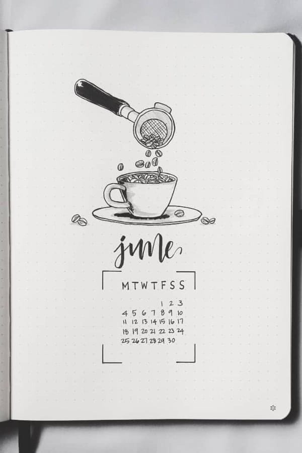 COFFEE-THEMED MINIMALIST MONTHLY SPREAD