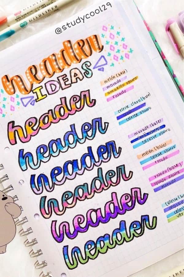 Study Note Headers For June