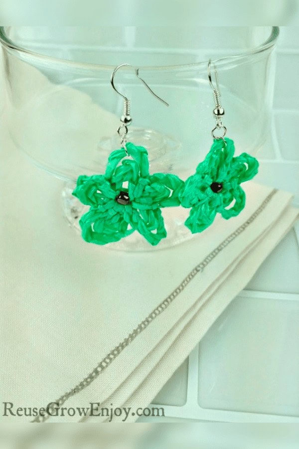 Plastic Bag Flower Earrings