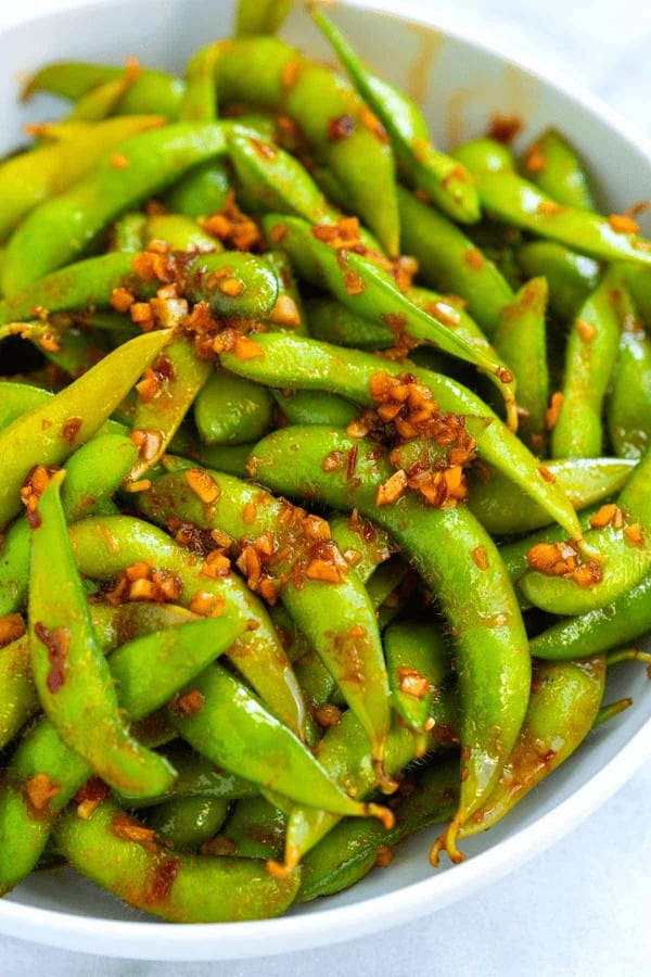 Spicy Garlic Ginger Edamame Beans