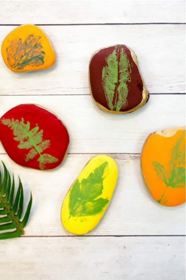 Easy Leaf Printing on Rocks