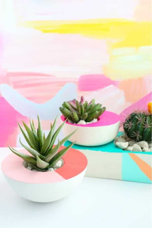 Colorful Homemade Cement Planters