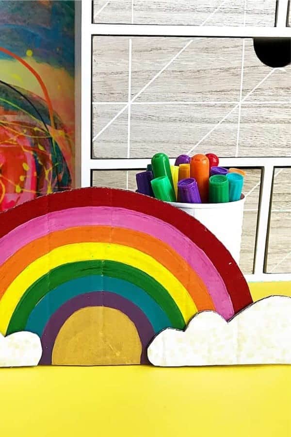 DIY Cardboard Rainbow Pencil Caddy