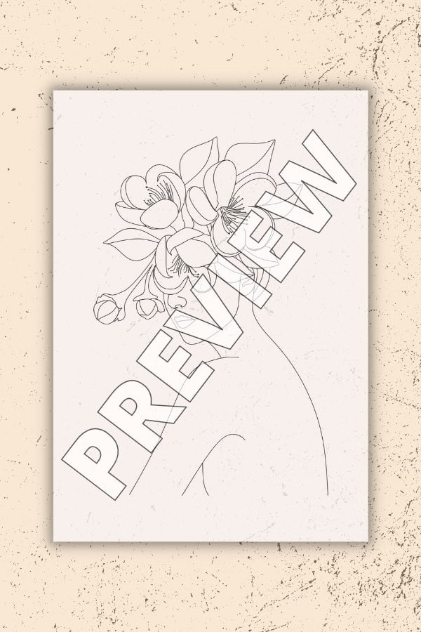 MODERN FLOWER HEAD LINE ART MINIMALIST