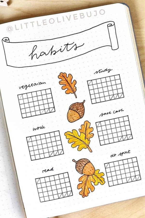 Autumn Doodle Habit Tracker