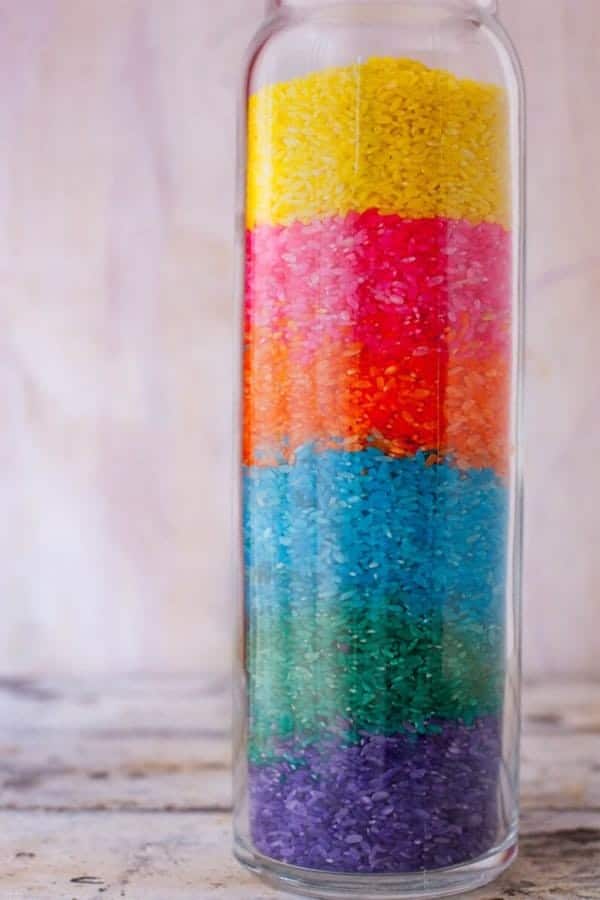 Rainbow Rice Sensory Bin Activity