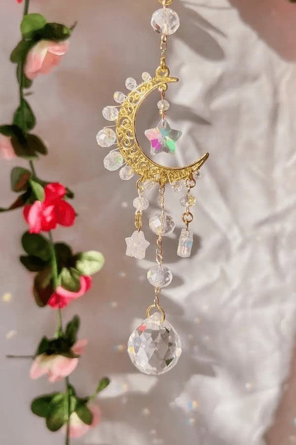 Moon and Star crystal Suncatcher