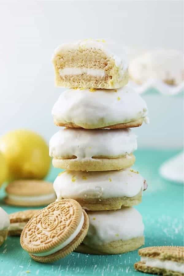 Golden Oreo Stuffed Lemon Cookies