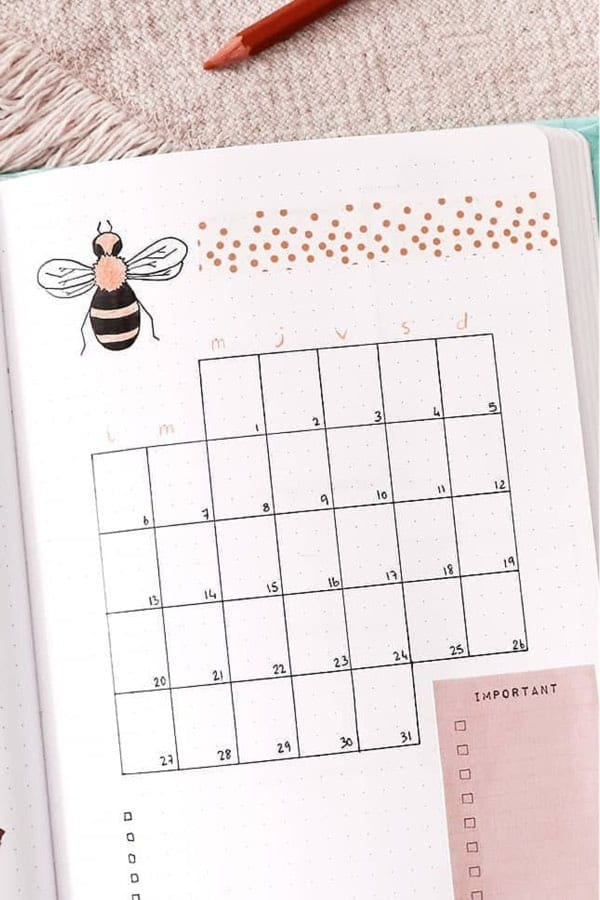 One Page Monthly Spread