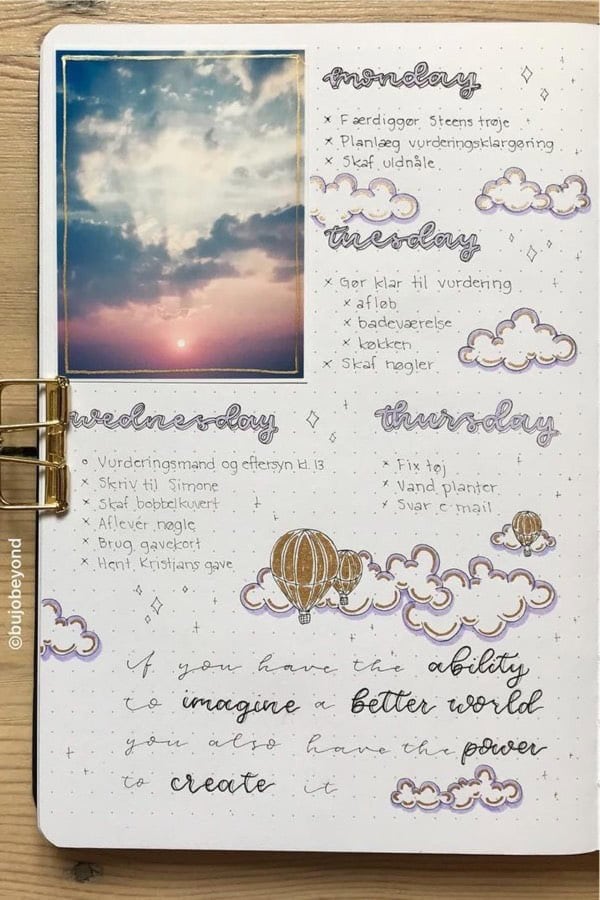 Collage Weekly Layout Inspo