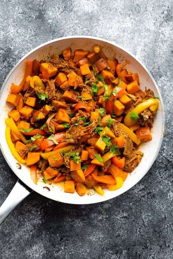 PULLED PORK SWEET POTATO SKILLET