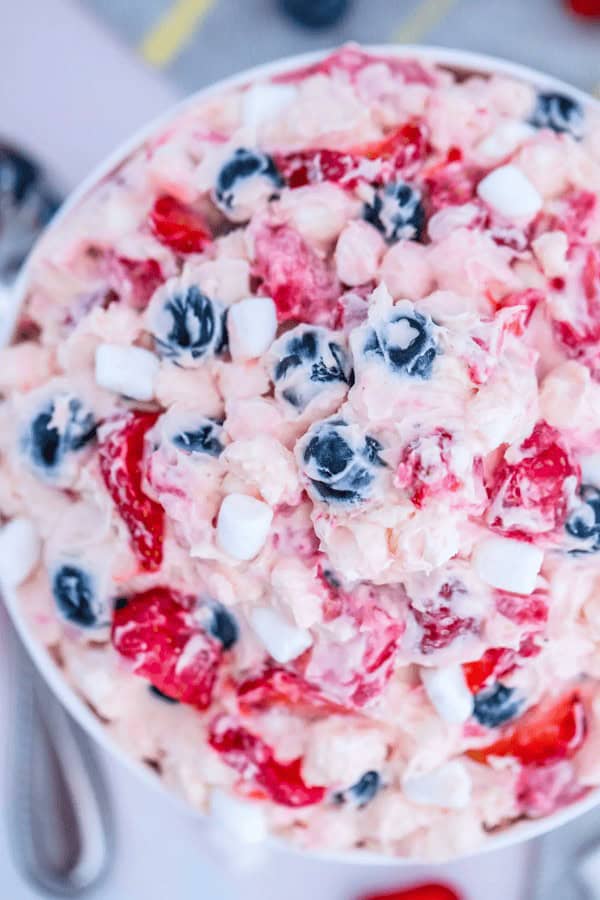 Red, White, and Blue Cheesecake Salad