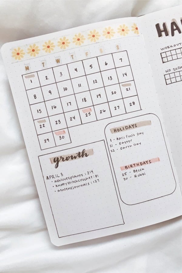 Simple Flower Monthly Layout