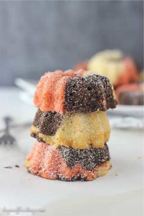 Mini Neapolitan Bundt Cakes