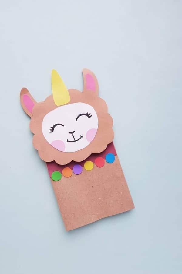 PAPER BAG LLAMACORN PUPPET