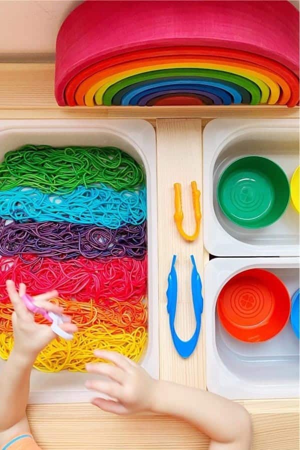 Rainbow Spaghetti Sensory Play