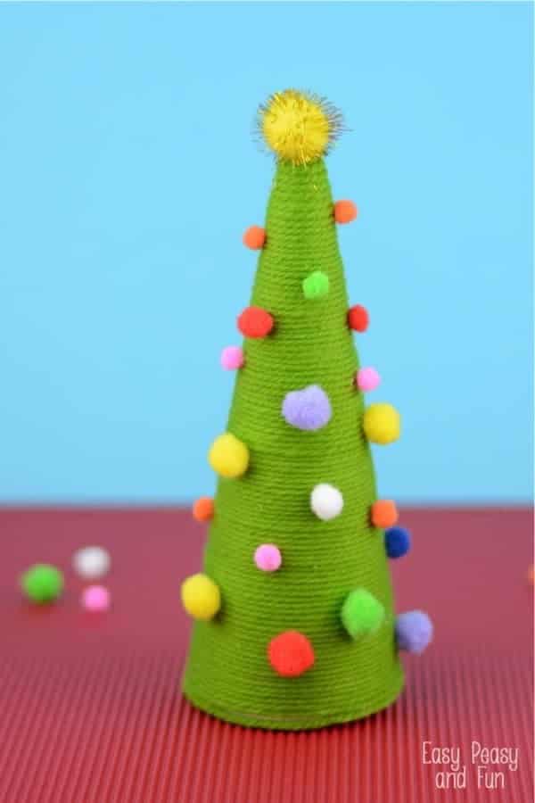 Pom Pom Cone Christmas Tree Craft