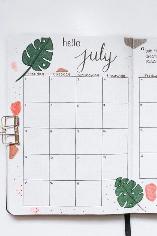 July Spread WIth Leaves