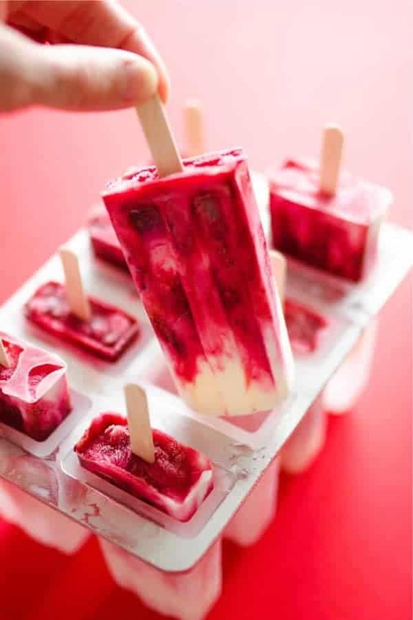 Chocolate Covered Cherry Yogurt Popsicles