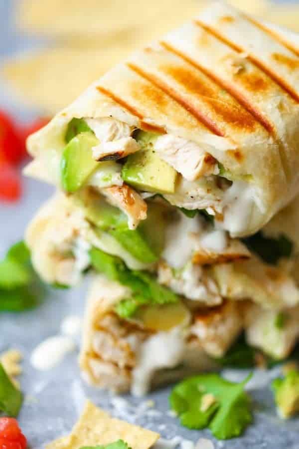 CHICKEN AND AVOCADO RANCH BURRITOS