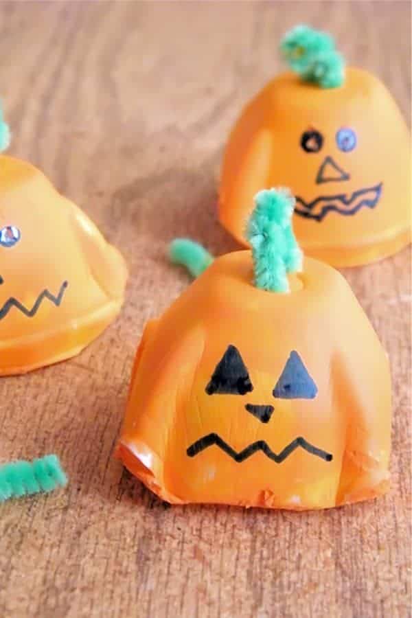 Egg Carton Pumpkin Faces