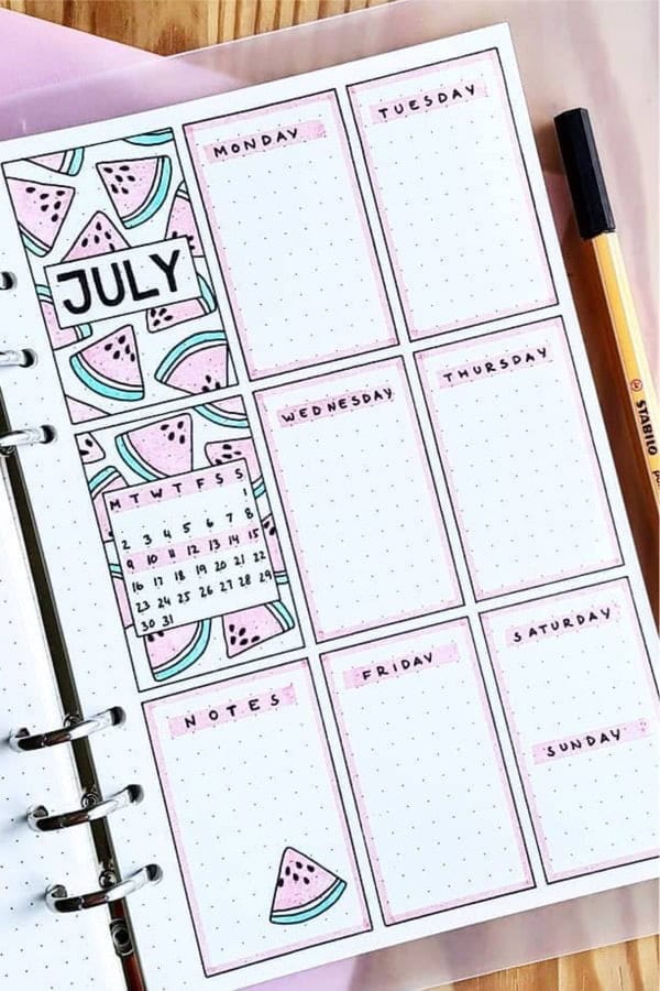 July Weekly Spread