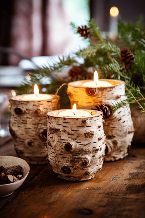 Rustic Birch Bark Votives